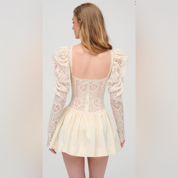 $289 NWT For Love & Lemons Doily Lace Mini Dress in Cream Sz Small S - Picture 3 of 16